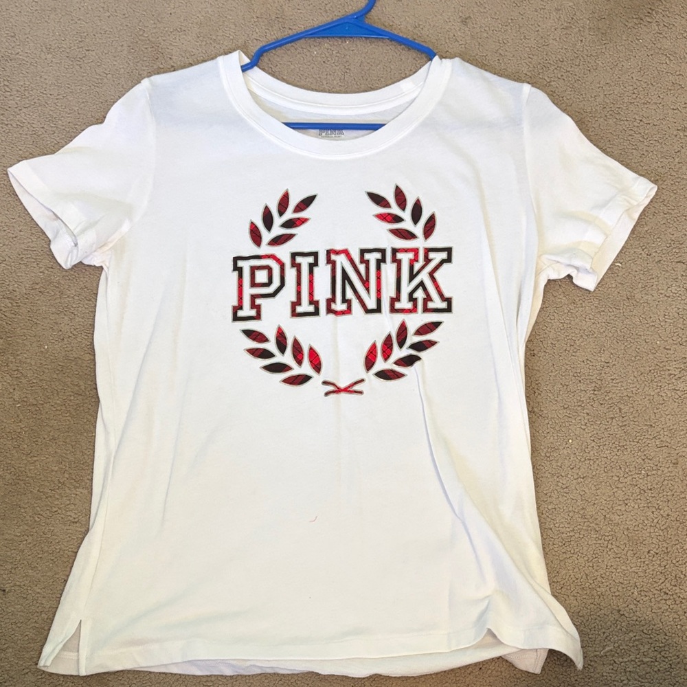 PINK Victoria's Secret White Tee with Red Accents